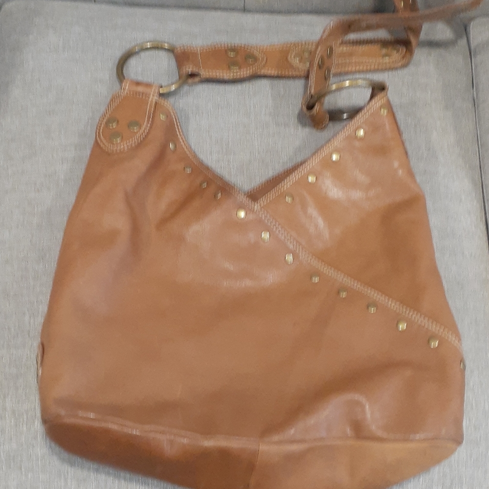 Aqua tan leather crossbody shoulder bag - Picture 6 of 17